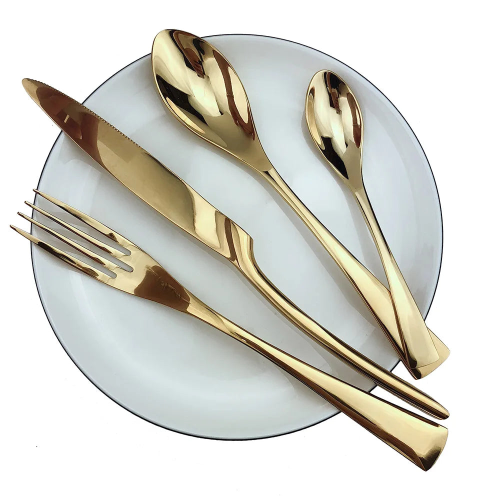 Luxury Champagne Stainless Steel Silverware Set