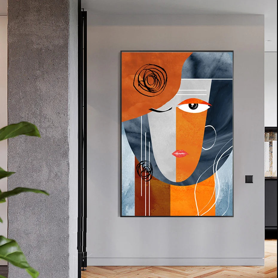 Abstract Geometric Faces Wall Prints