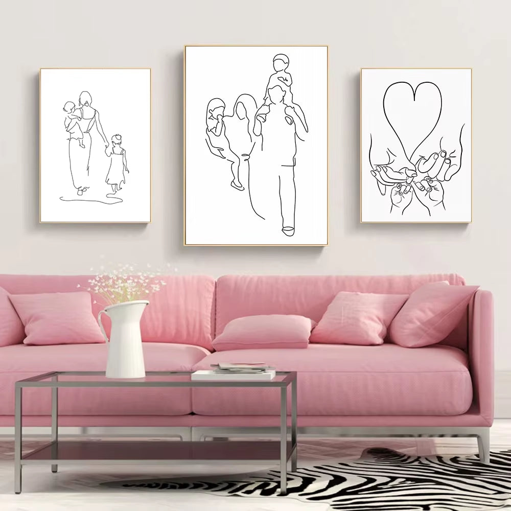 Line Family Love Wall Prints