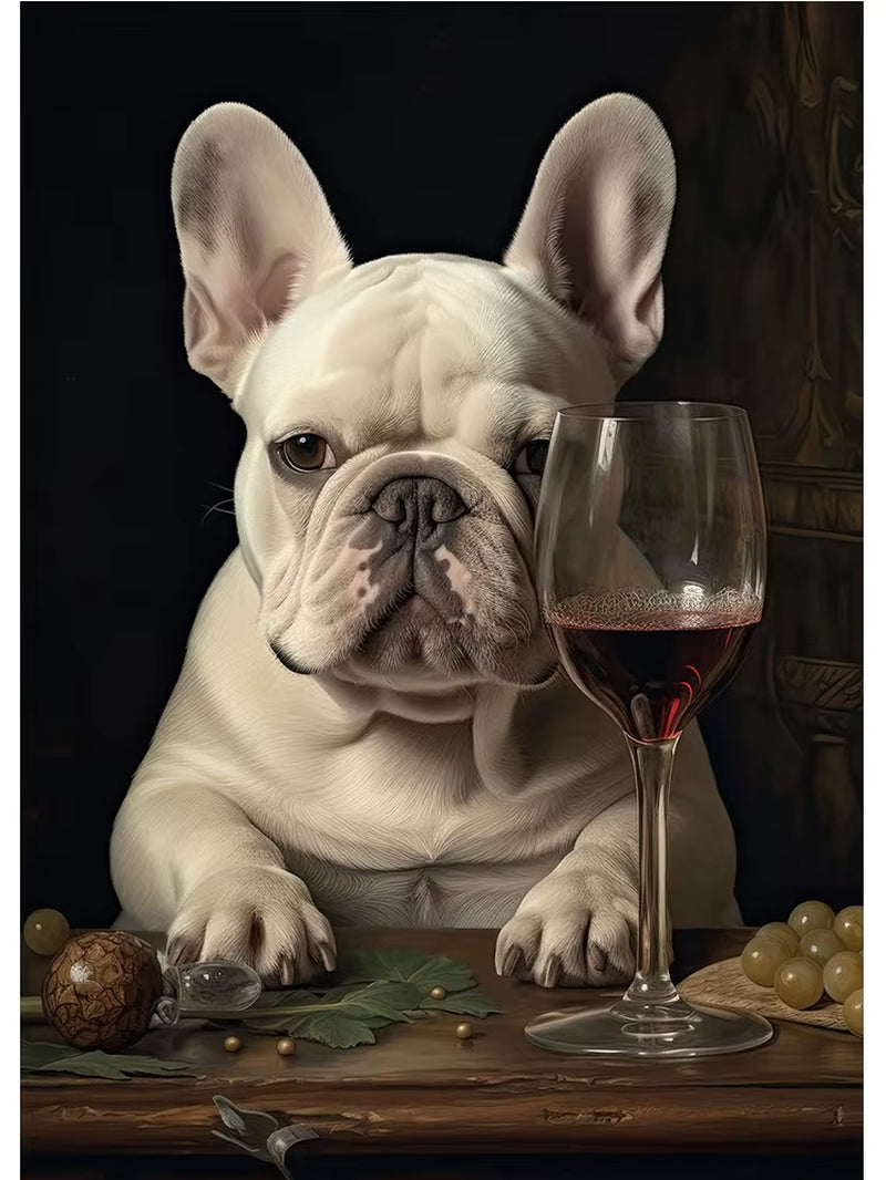 Dogs Enjoying Wine Wall Print