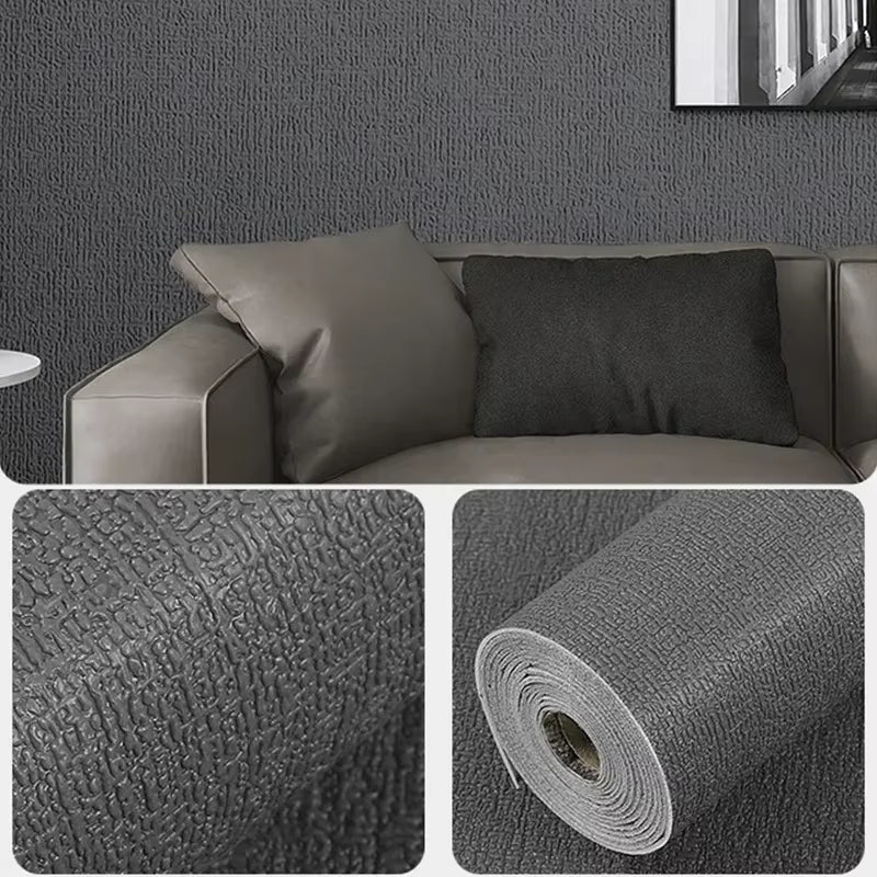 50X1000Cm Linen Wallpaper Solid Color Waterproof Background Wall Renovation Self-Adhesive Wallpaper 3D Textured Wall Stickers