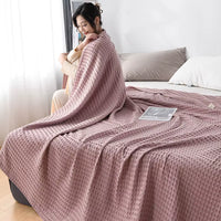 Waffle Palid 100% Cotton Bed Blanket Throw Towel Quilt Knitted Bedspreads Home Hotel Coverlets Solid Color Throws Blankets