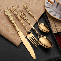 4Pcs Gold Royal European Cutlery Set (Stainless Steel)