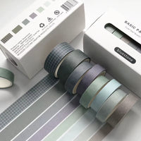 8Pcs/Box Basic Color Washi Tape Simple Lattice Hand Account Kawaii Masking Tape School Office Supplies Stationery