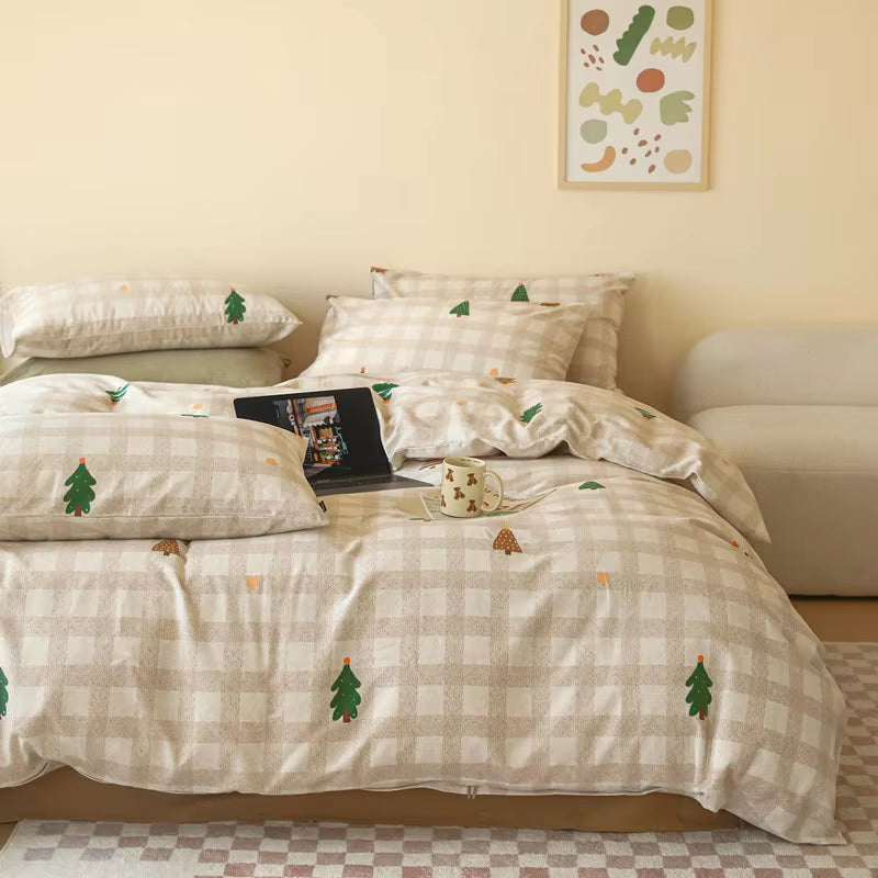 Cotton Duvet Cover with Festive Print