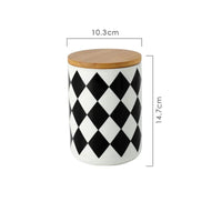 Black and White Checkered Ceramic Storage Jars