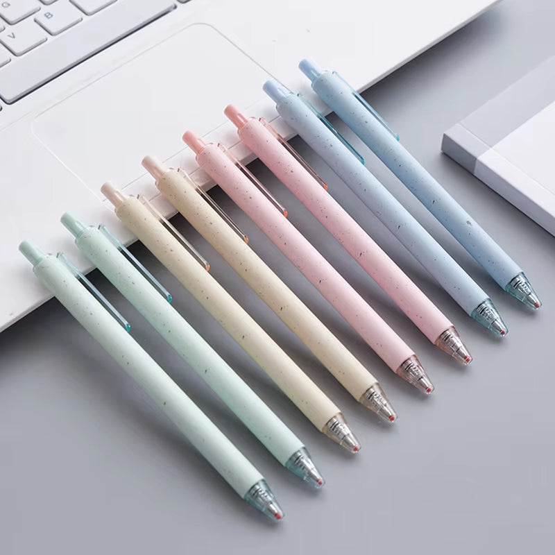 4 Pcs/Set Straw Quick-Drying Press Gel Pen Refill 0.5Mm Black Ink Pen Signature Test School Office Writing Supplies Stationery