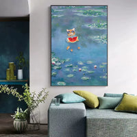 Water Lily Cat Wall Print