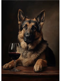 Dogs Enjoying Wine Wall Print