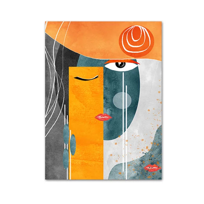 Abstract Geometric Faces Wall Prints