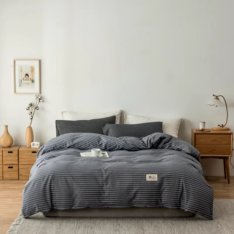 Plaid Cotton Duvet Cover, Soft Style