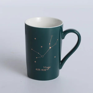 Ceramic Mug 12 Constellation Dark Green Coffee Cup Porcelain Desktop Decoration Couple Gift Breakfast Milk Cup Home Decoration