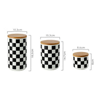 Black and White Checkered Ceramic Storage Jars