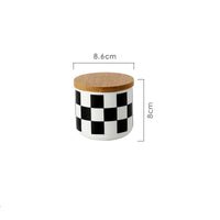 Black and White Checkered Ceramic Storage Jars