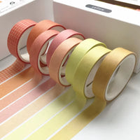 8Pcs/Box Basic Color Washi Tape Simple Lattice Hand Account Kawaii Masking Tape School Office Supplies Stationery