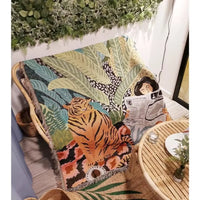 Ins Cartoon Tiger Throw Blanket Knitted Tassel Blankets for Beds Sofa Cover Camping Picnic Mat Wall Hanging Tapestry Home Decor