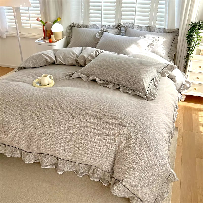 Pure Cotton Duvet Cover with Ruffles