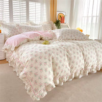 Floral Ruffled Cotton Duvet Cover