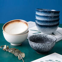 Frosted Ceramic Soup Bowls & Spoons