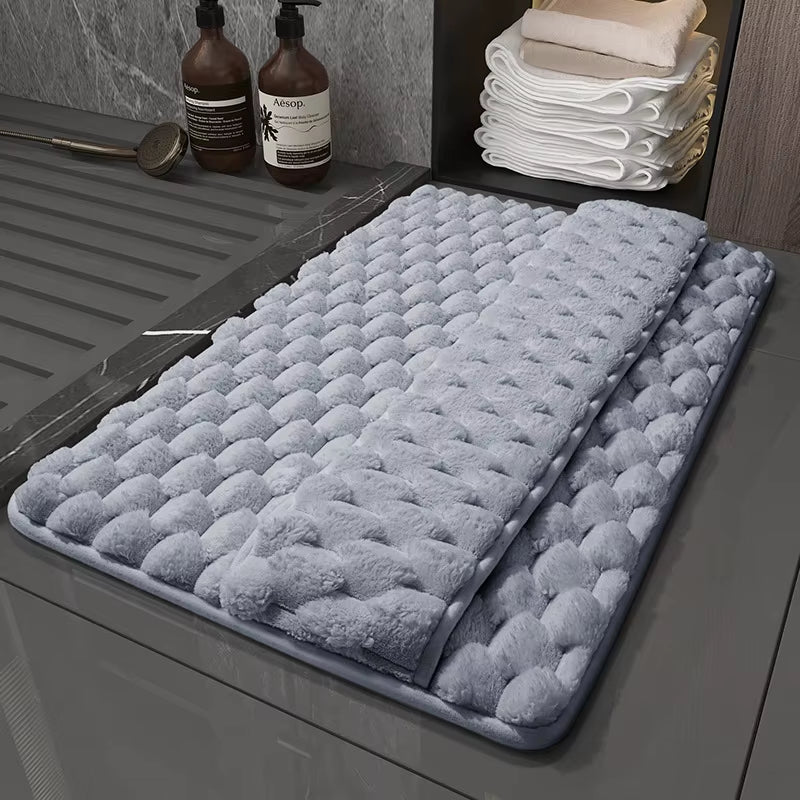 Ultra-Soft Memory Foam Bath Mat Flannel Shaggy Non-Slip Floor Mat Plush Bathroom Carpet Absorbent Bath Rug Door Mat Entrance