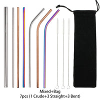 Reusable Metal Straws Set (Stainless Steel)