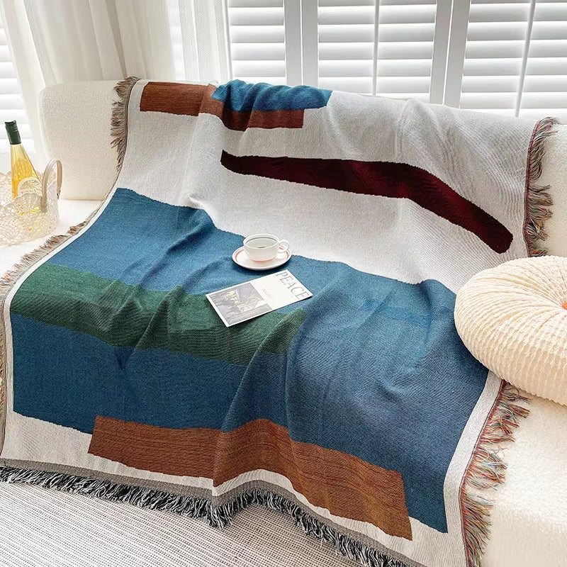 Geometric Yarn Dyed Woven Throw Blanket Sofa Cover Jacquard Bed Blankets Funky Beach Picnic Blanket Ins Wall Tapestry Home Decor