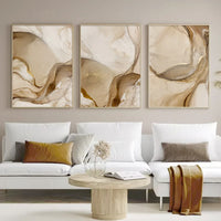 Beige, Brown, & Gold Marble Canvas Wall Prints