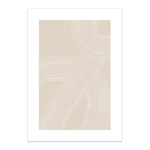 Beige & White Geometric Canvas Wall Prints