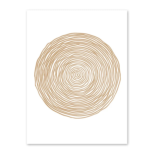 Beige Geometric Circles Canvas Wall Prints