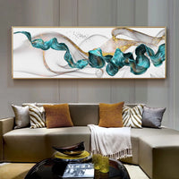 Golden Jade Splash Long Canvas Wall Prints