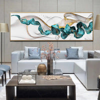 Golden Jade Splash Long Canvas Wall Prints