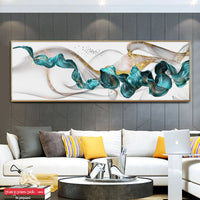 Golden Jade Splash Long Canvas Wall Prints