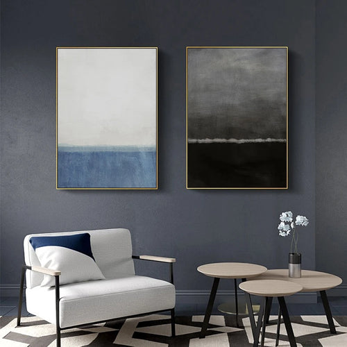 Impressionist Blue and Black Canvas Wall Prints