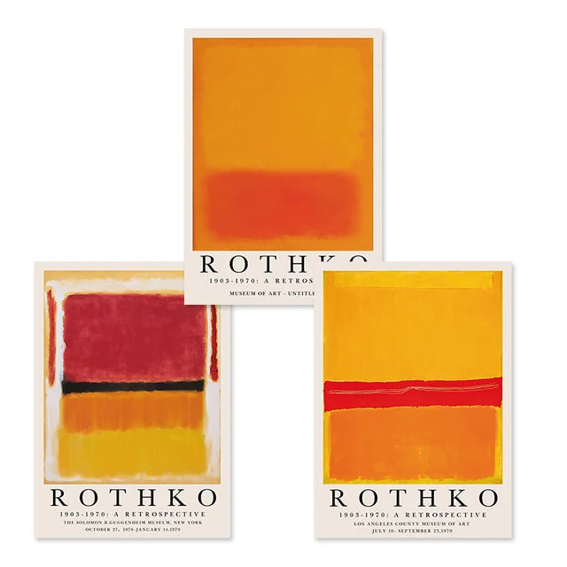 Abstract Rothko Artwork Mid Century Modern Posters Yellow Canvas Painting Print Wall Art Picture Living Room Interior Home Decor