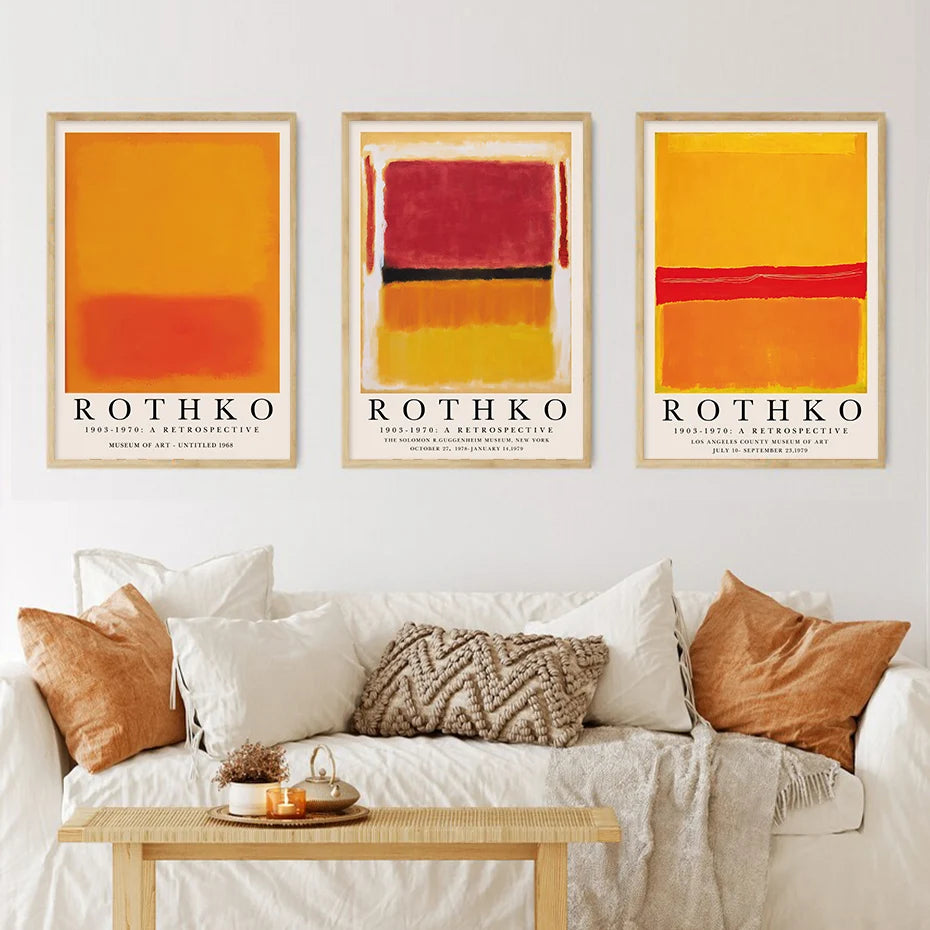 Abstract Rothko Artwork Mid Century Modern Posters Yellow Canvas Painting Print Wall Art Picture Living Room Interior Home Decor