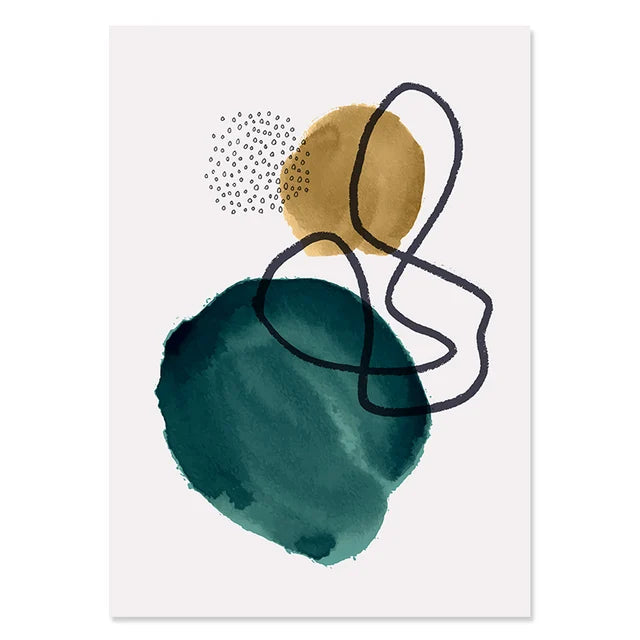 Green Geometric Watercolor Canvas Wall Print