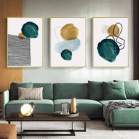 Green Geometric Watercolor Canvas Wall Print