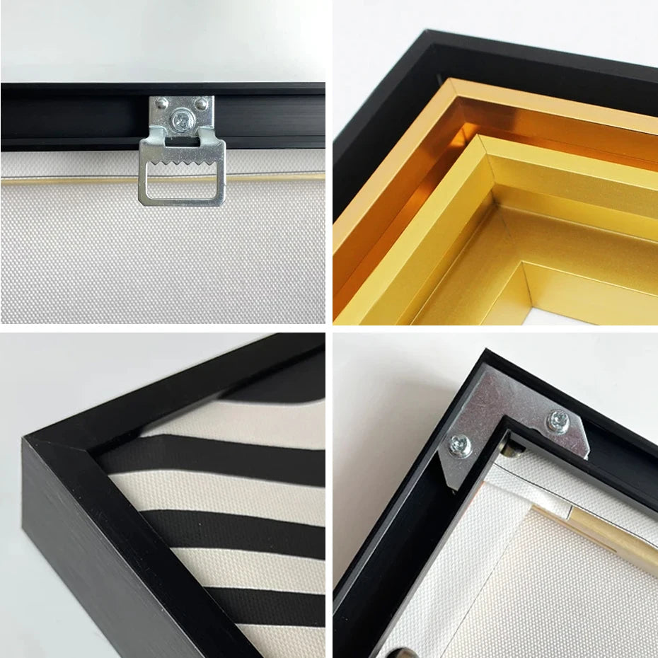 Black and Gold Metal Aluminum Canvas Wall Art Frames