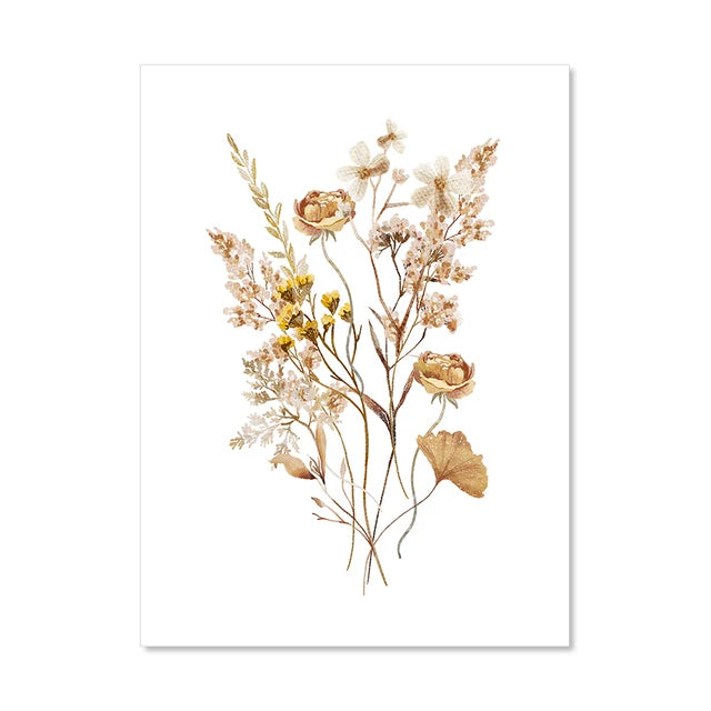 Boho Wildflower Watercolor Canvas Wall Prints