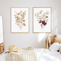 Boho Wildflower Watercolor Canvas Wall Prints