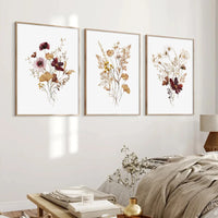 Boho Wildflower Watercolor Canvas Wall Prints