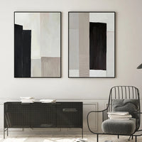 Contemporary Abstract Black and Beige Oil Canvas Prints