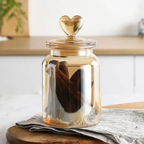 Heart-Shaped Glass Storage Jar