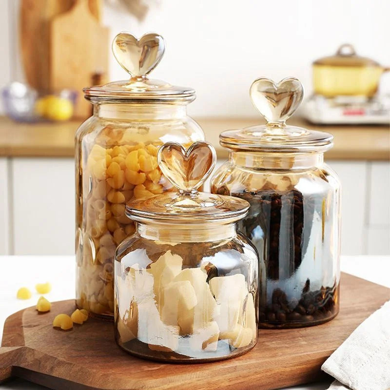 Heart-Shaped Glass Storage Jar