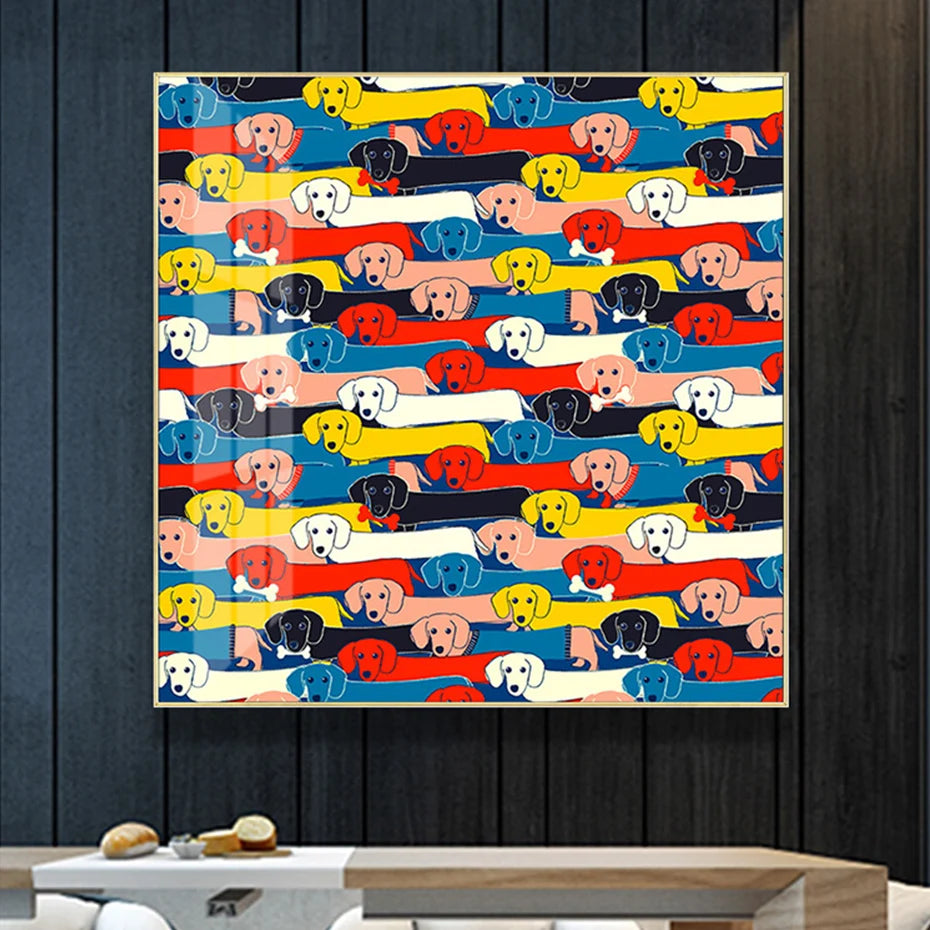 Colored Dog Canvas Wall Print