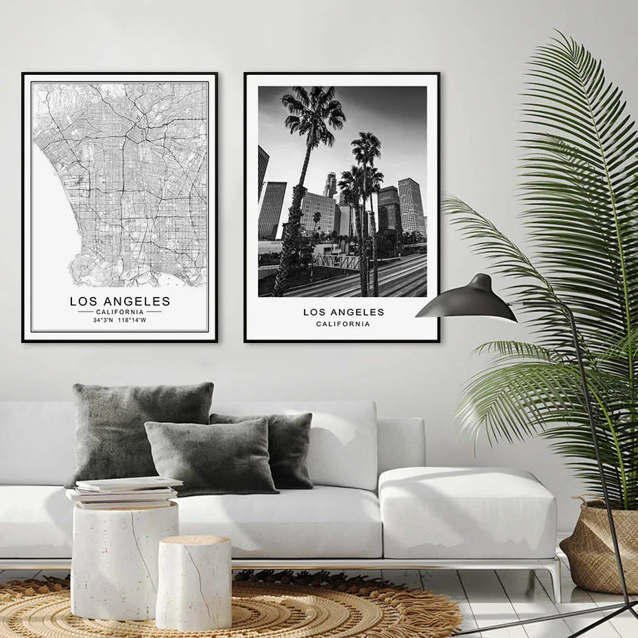 Los Angeles City Map Canvas Prints