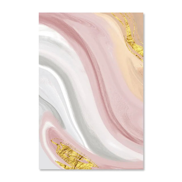 Pink, Gold, & Gray Marbled Canvas Wall Prints