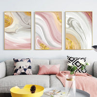 Pink, Gold, & Gray Marbled Canvas Wall Prints