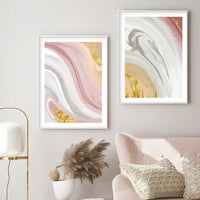 Pink, Gold, & Gray Marbled Canvas Wall Prints