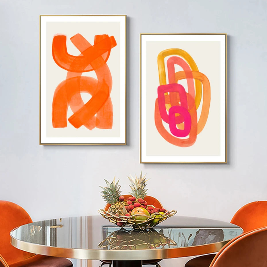 Mid Century Modern Strokes Canvas Wall Prints